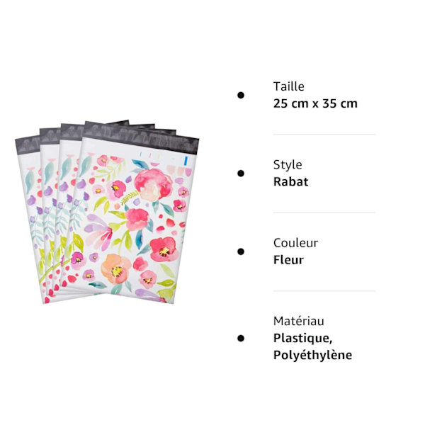 Pakke med 100 stykker Plastpostposer Postkonvolutter Farge