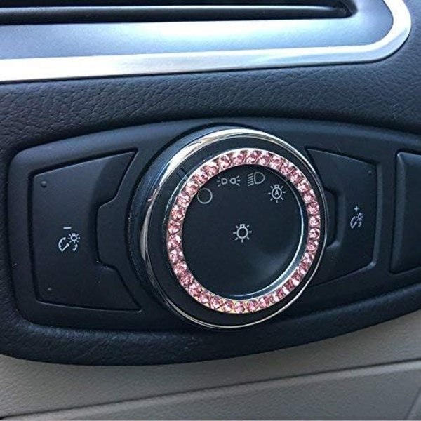 Vaaleanpunainen kristallirihkama-auton bling-rengasmerkki, Bling-auto