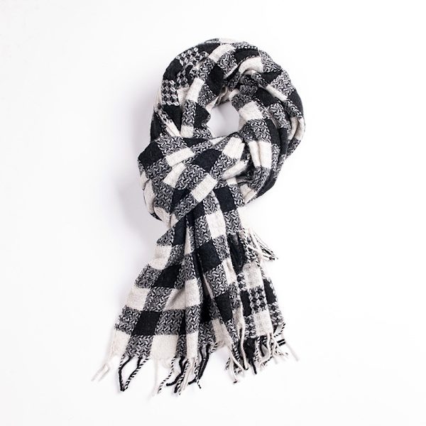 Svartvit rutig halsduk, ny höst och vinter, minimalistisk