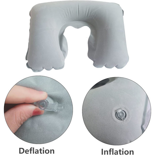 6-pak U-formet Oppustelig Rejse Nakkepude, Flocked Fabric Air