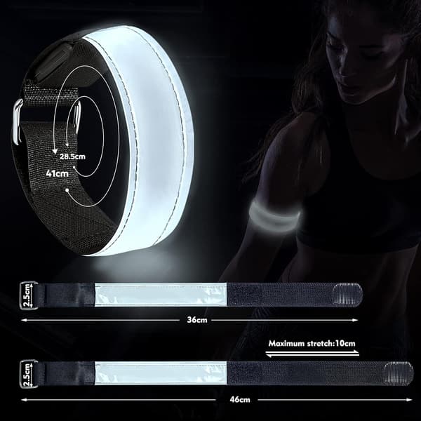 2 stk. Ladbare LED Lysende Armbånd, LED Refleks Løpearmbånd