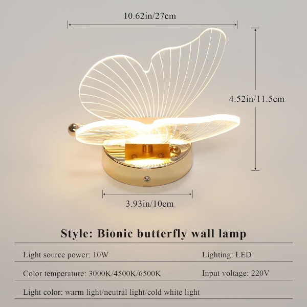 10 W LED-seinävalaisin, Creative Butterfly-seinälamppu, 3-värinen Adj DXGHC