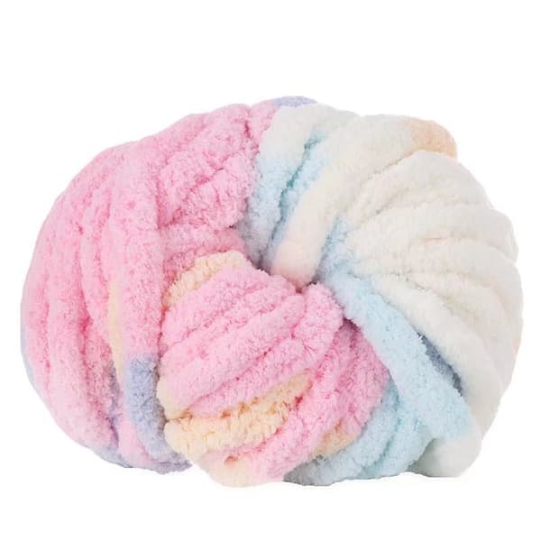 Roving 1-pakke (ca. 27 meter) - Makron Regnbue - Fluffy Chenille