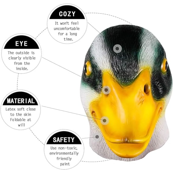 Deluxe Halloween Mask Duck Head Mask Latex Animal Mask Fancy Duck