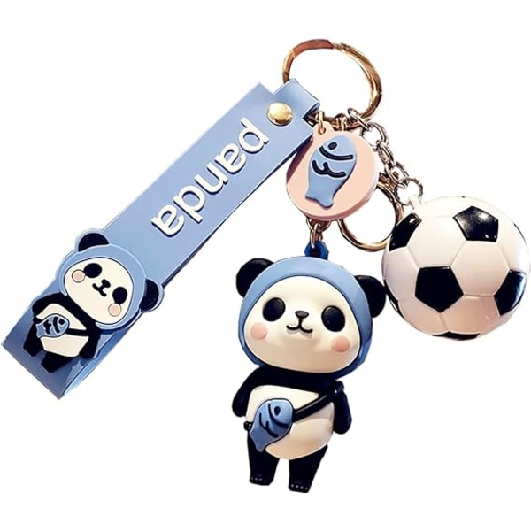 Lady Girl Sød PVC Panda Nøglering (Blå, Fodbold) Creative New Yea