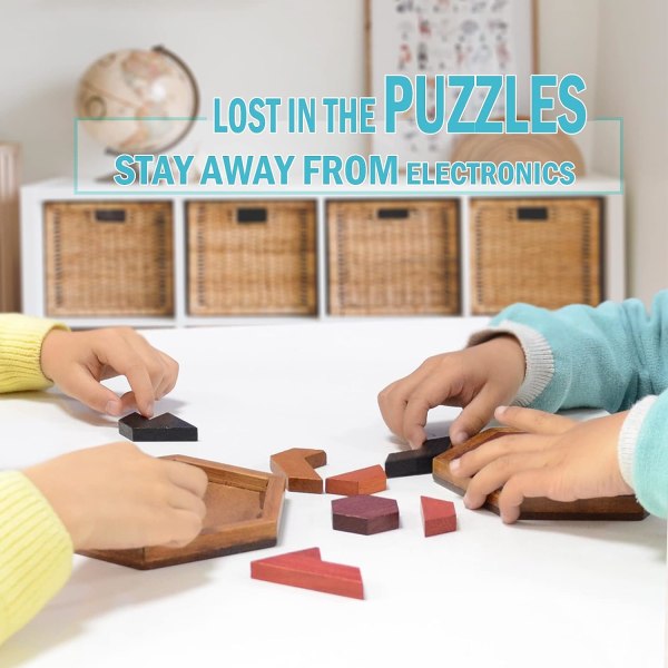 Hexagonal jigsaw puzzle for children and adults Wooden mental puz