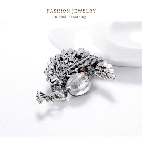 Modepavo-brosch i retro-stil, personlighet i legering