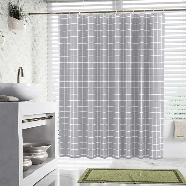 Geometrisk Grå Marmor Bruseforhæng 180x180cm Polyester Fabr DXGHC