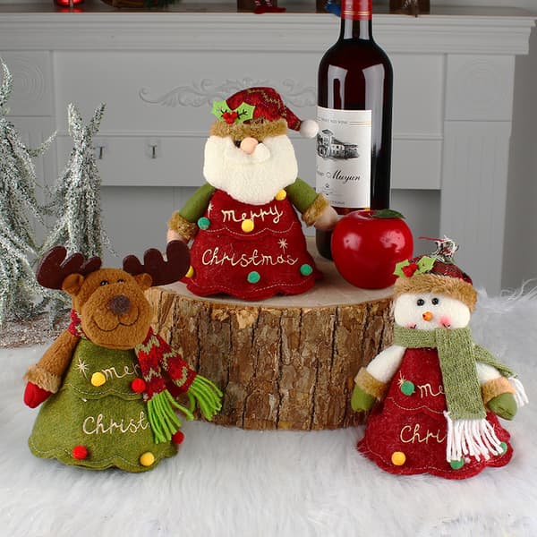 3-pack 18 * 16cm Jultomte Cartoon 3D Dockdocka Godispåse Blixtlås