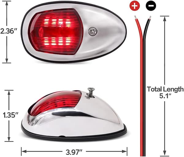 2 stk LED Båtnasjonalitetslys, Båtbue Lys, Marine Båt Nav