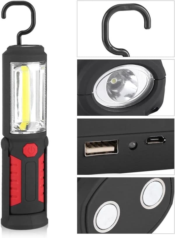 Latautuva LED-työvalo (punainen) magneettisella taskulampulla
