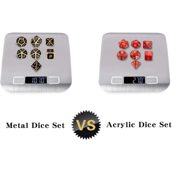 Metalliska Tärningar Set D&D, 7-sidigt Metalliskt Polyhedral Tärning Set med Presentask