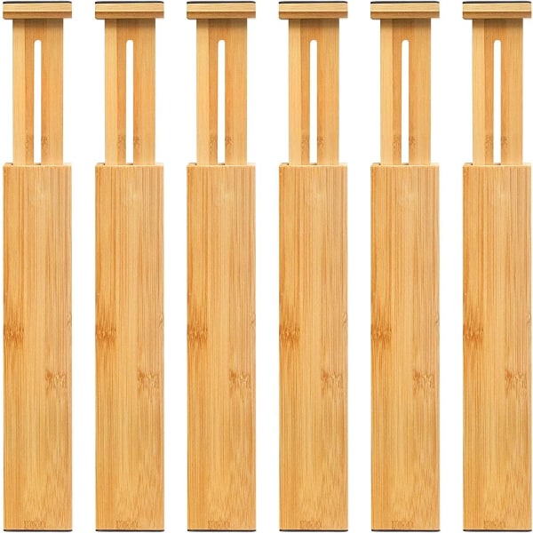 6-pack bambu lådavdelare, justerbar organizer, expander