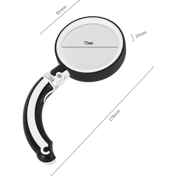 3,5x Förstoringsglas Vikbart Handhållet Läsförstoringsglas, 75mm