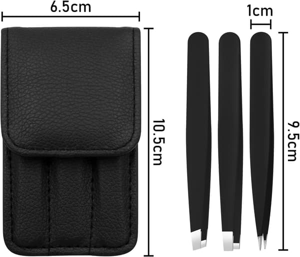 Øjenbrynstænger med sort etui, Professionelle rustfrie stål