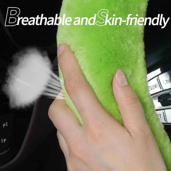 Bilrattstyredeksel, søt stil fluffy ekte ull saueskinn