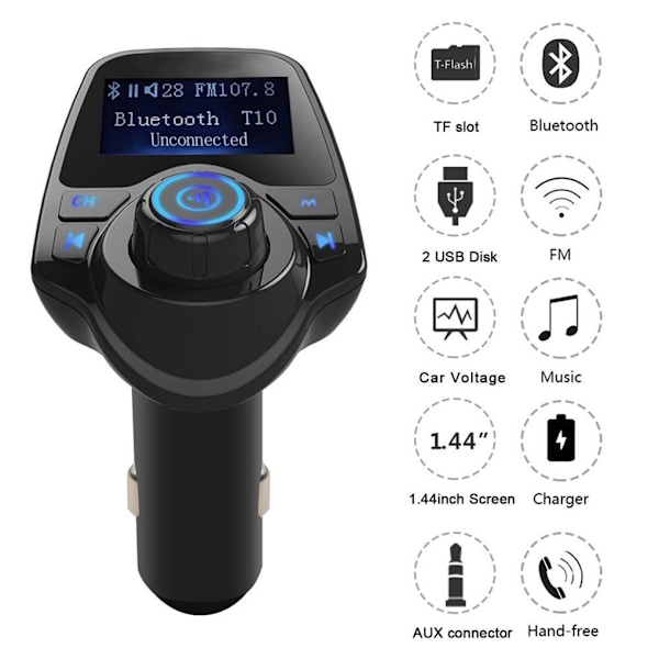 T11 Auton MP3-soitin Langaton Bluetooth HandsFree Kaksi USB-laturi Fm-lähetin Laturilla TF AUX Monitoiminen