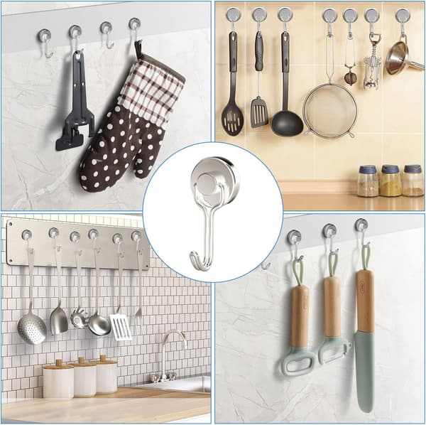 6-pack Magnetiska Krokar Silver Neodymium Svängbara Magnetkrokar för