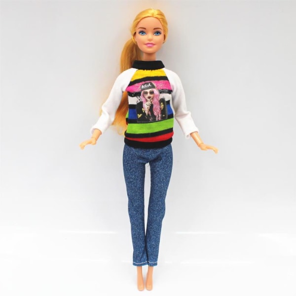 8-delad Barbie mode klänning kostym, hängslen, mode övre a