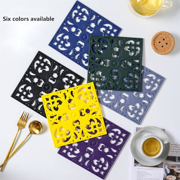 Fleksibel Silikon Trivet Matte Sett 3 (Svart) Silikon Trivet for Ho