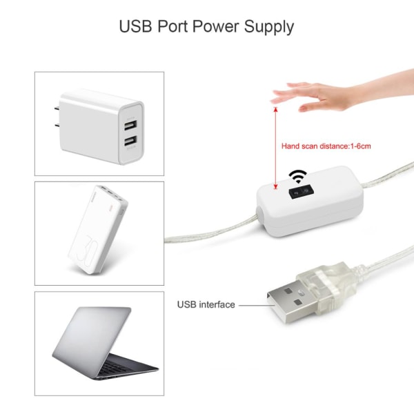 3m lämmin valkoinen valo 5V USB-led-valo kaapin alle moti