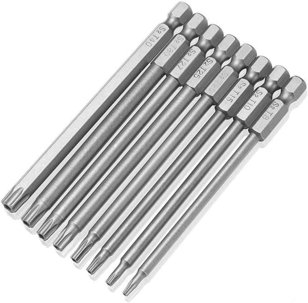 8 stk. ekstra lange hule magnetiske Torx skruetrækker bits sæt 1/4 tommer