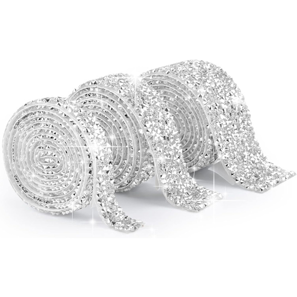 3 Ruller 3 Yards Selvklæbende Krystal Rhinestone Bånd til Håndværk