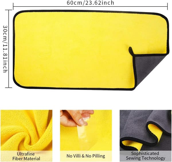 Mikrofiberduk för bil, 3-pack, 60 x 30 cm, Ultraabsorberande Mikro