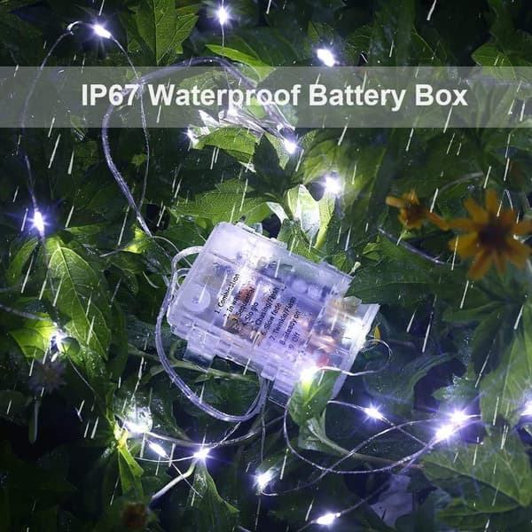 Batteridrevne Fe-lys, [2 pakker] 5M 50 LED Vandtætte Strimler