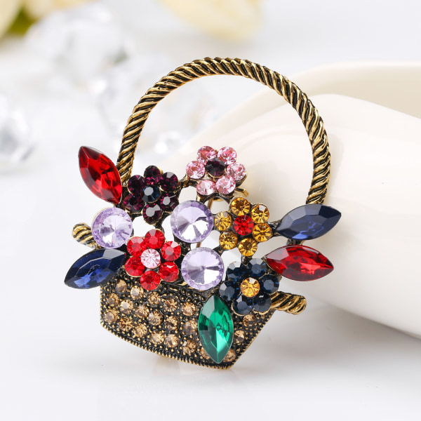 Vintage samleobjekt guld, vintage sød blomsterkurv broche i