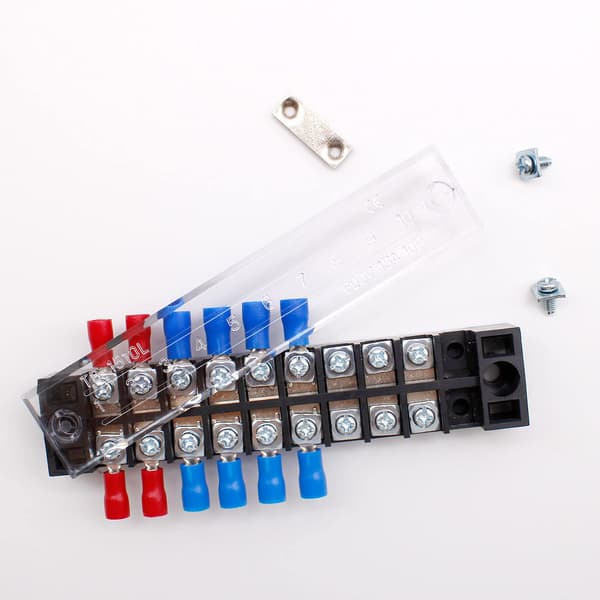3-pack 10-stifts terminalblockssats, 600V 15A dubbelradsskruv