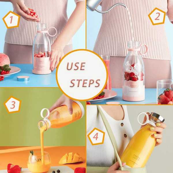350 ml Bærbar Blender, Håndholdt Smoothie Blender, Shaker, Fire-Blad