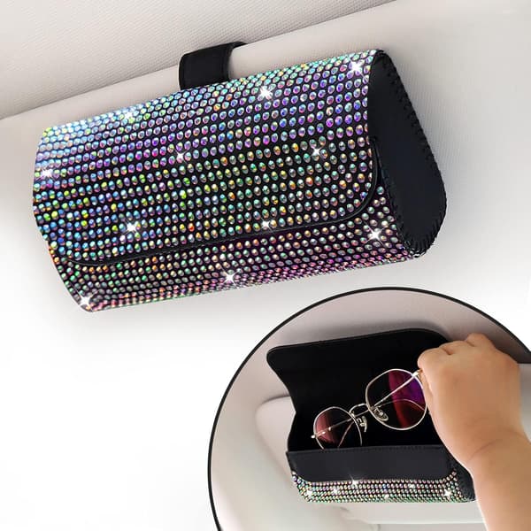 Bling Solglasögonhållare för Bilsolskydd, Glittrande Bilglasögon
