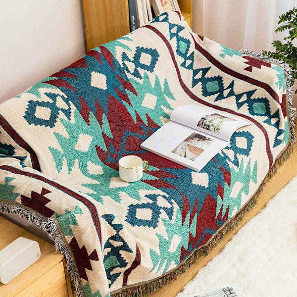 Pastoral sofa tæppe Etnisk stil dæk tæppe Lur tæppe