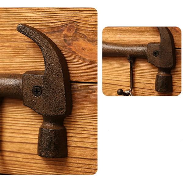 Retro Væghængt Nøgleholder - 3 Kroge - Dekorativ Design Væghængt Nøgleholder -