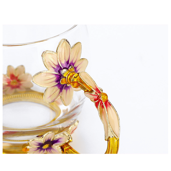 Emalje Sommerfugl Blomst Klar Blyfri Glass Kaffe Krus Te Kopper