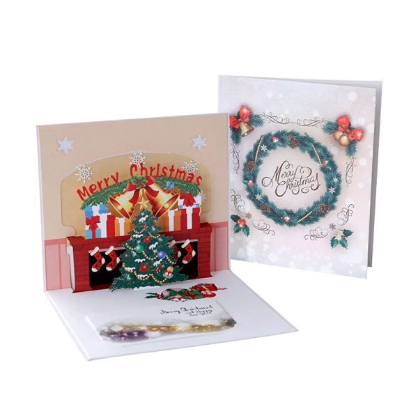 God Jul Pop Up Card, 3d Popup Gratulationskort för jul
