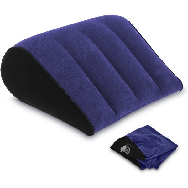 Simpel blå oppustelig pude sæde og rygpude til yogastolpe