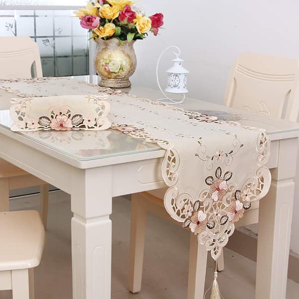 Blomsterbroderede Bordløber, Fashion Contracted Tea Table Co