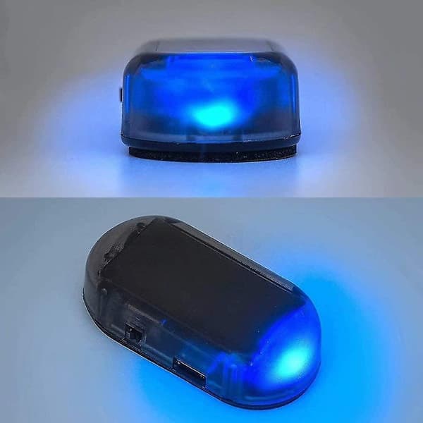 2 stk Billadvarsel med Solcelle Simulert Dummy Alarm Anti-Tyveri LED