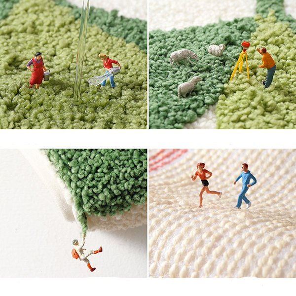Mikrofiber Badeværelsesmåtter (18x26 Tommer, bambusblad) Bløde og Fluffy