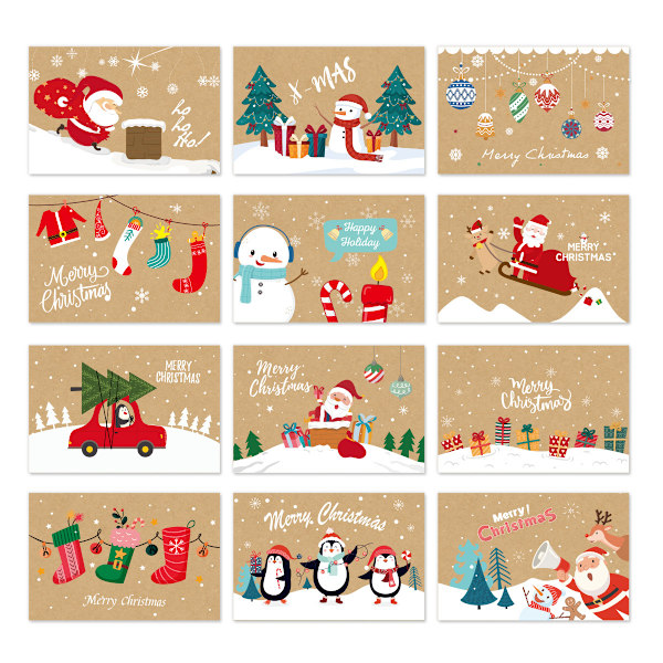 24 Stykker, God Jul Kort, Julekort Med Konvolutter