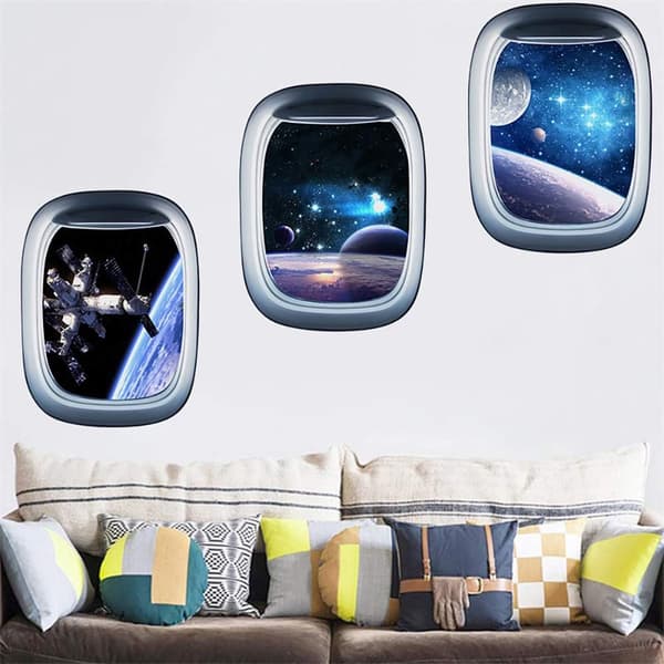 3 kpl Astronaut 3D Ikkuna Seinätarraa 23\" x 17\"