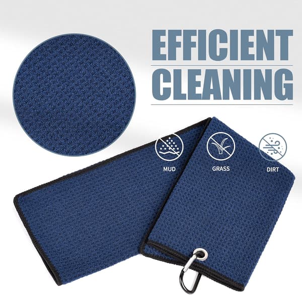 Tri-Ply Mikrofiber Waffle-Mönstrad Golfhandduk - Borstverktygssats med