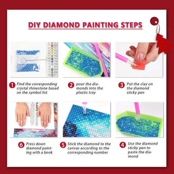 Set med 8 5D diamantmålade glasunderlägg DIY handgjorda (free iron co