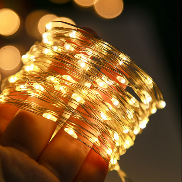 Kobbertrådslampe, LED-lysstreng, batterikasselampe, feelygter