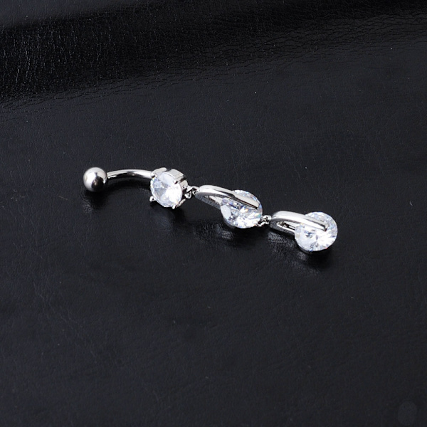 2 stk. piercing smykker runde zirkon navle ring navle søm
