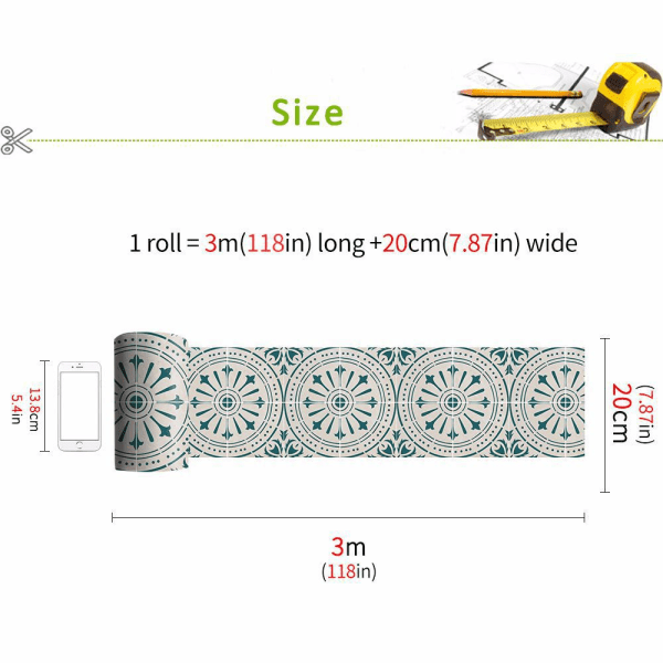 1 pakke 7.87*118\"/20*300cm gulvdekor PVC gulvbelegg