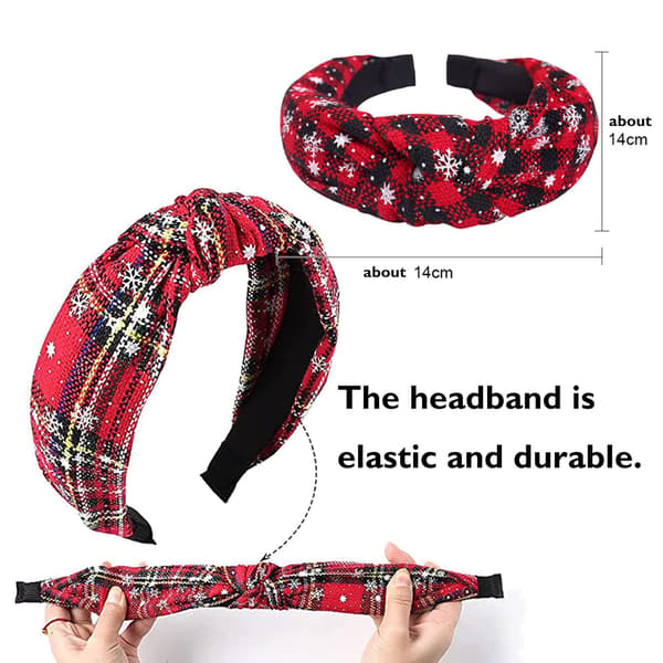 4 stk. Jule-Knyttede Plaid Hårbånd Mode Retro Hijab He