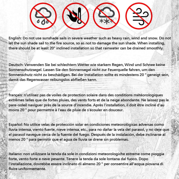 Polyester Solsejl Vejrbeskyttelse UV-Beskyttelse til